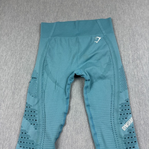 Gymshark Leggings Womens Small Blue Flawless Knit Tight 26" Yoga Gym Pants - Picture 2 of 13
